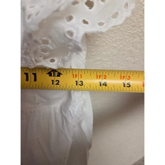 Sweet Miss Eyelet Dress Ruffle Sleeves White Midi Summer Casual Size M‎ - Picture 5 of 6